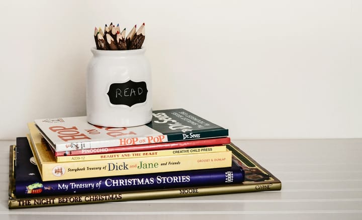 A pile of books.